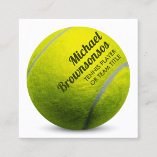 Riesiger gelber Tennisball gebogener Name Coach Quadratische Visitenkarte