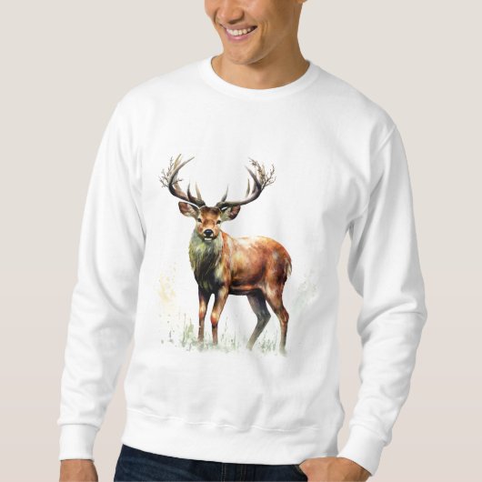 Riesiger Hirsch mit Geweih Sweatshirt (Vorderseite)
