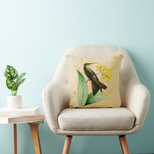 Riesiger Kolibri Gelber Aquarell-Wurfkissen Kissen