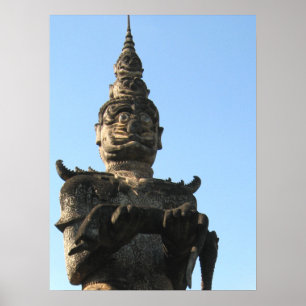 Riesiger Lao-Wächter .. Buddha-Park, Vientiane, La Poster