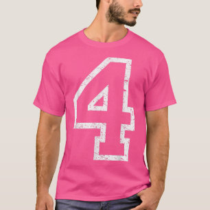 Riesiger Nummer 4 Vierer gestörter Kollegialstil t T-Shirt