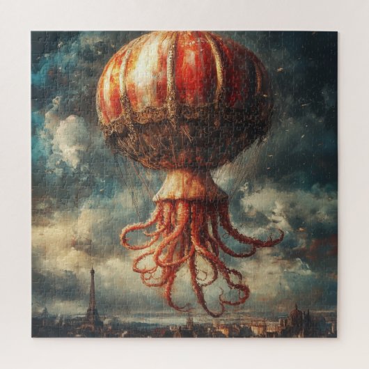 Riesiger Oktopus-Heißluftballon über Paris Puzzle (Vertikal)