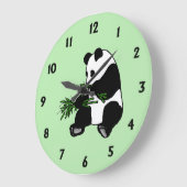 Riesiger Panda Grün Große Wanduhr (Winkel)