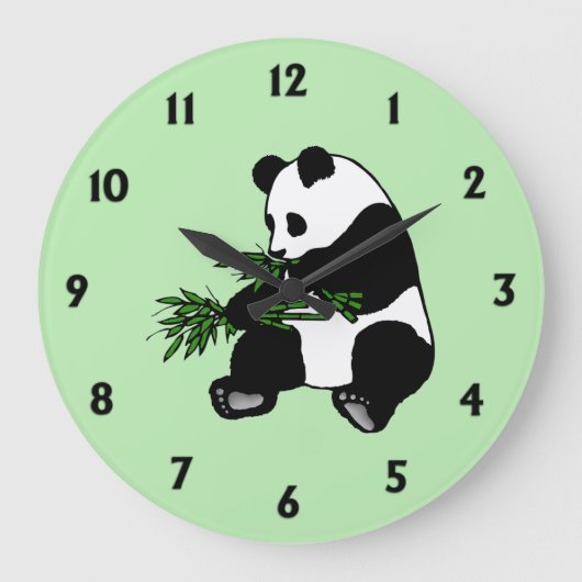 Riesiger Panda Grün Große Wanduhr (Vorderseite)
