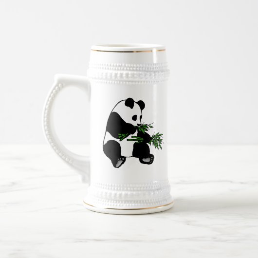 Riesiger Panda isst Bambus Bierglas (Links)