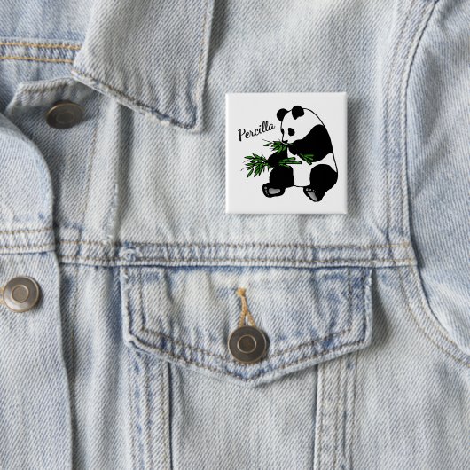 Riesiger Panda isst Bambus Name Button (Beispiel)