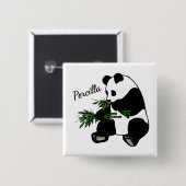 Riesiger Panda isst Bambus Name Button (Vorne & Hinten)