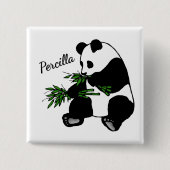 Riesiger Panda isst Bambus Name Button (Vorderseite)
