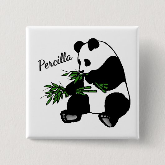Riesiger Panda isst Bambus Name Button (Vorderseite)