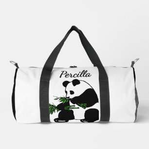 Riesiger Panda isst Bambus Name Duffle Bag