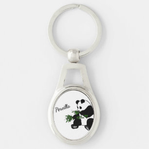 Riesiger Panda isst Bambus Name   Schlüsselanhänger