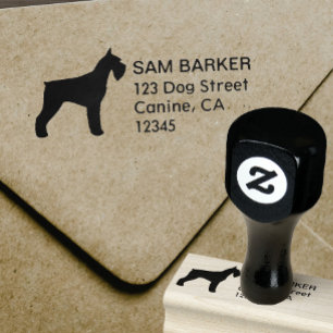 Riesiger Schnauzer-Silhouette-Rücksendeadresse Gummistempel