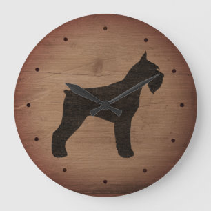 Riesiger Schnauzer-Silhouette-rustikale Art Große Wanduhr