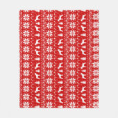 Riesiger Schnauzer-Silhouette-Weihnachtsmuster-Rot Fleecedecke (Vorderseite)