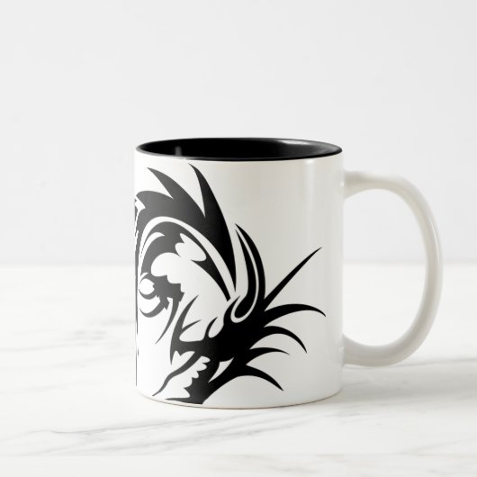 Riesiger schwarzer Drache Zweifarbige Tasse (Rechts)