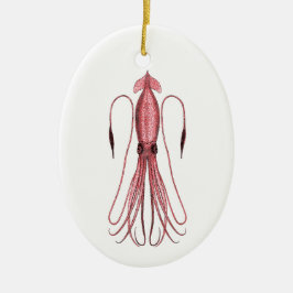 Riesiger Tintenfisch (Farbillustration) Keramik Ornament