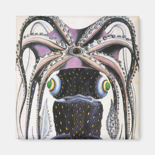 Riesiger Tintenfisch oder Oktopus, altes Meerestie Magnet