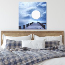 Riesiger Vollmond am Ende des Ozeanpfades Leinwanddruck
