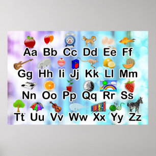 Riesiges ABC Alphabet Poster mit elementarer Grafi