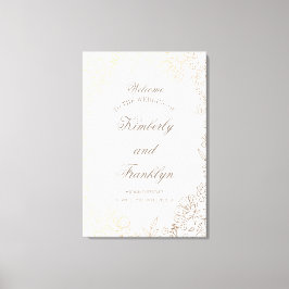 Riesiges Blumen Golden Wedding Willkommenszeichen Leinwanddruck