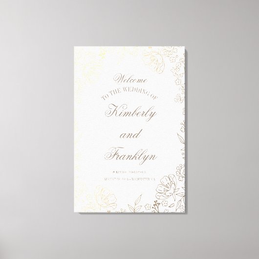 Riesiges Blumen Golden Wedding Willkommenszeichen Leinwanddruck (Vorderseite)