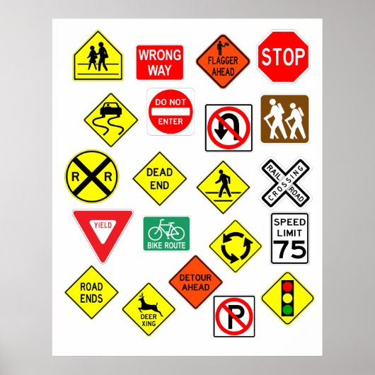 Riesiges Classic 21 Item Road Sign Poster (Vorne)