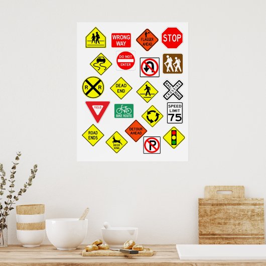 Riesiges Classic 21 Item Road Sign Poster (Küche)