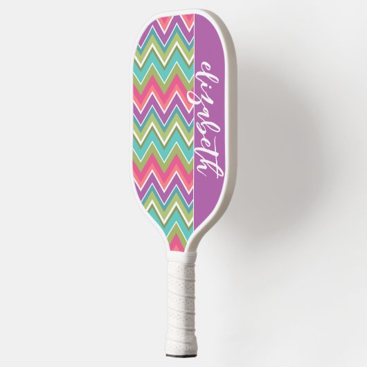 Riesiges farbiges, Zickzack Muster - Name des Skri Pickleball Schläger (Links)
