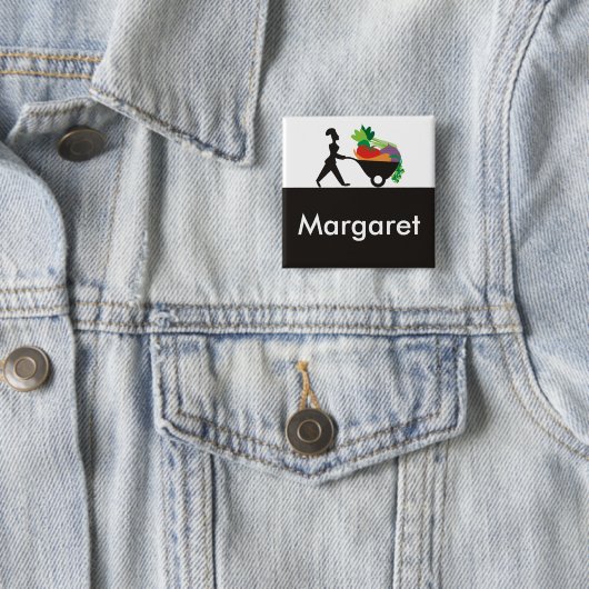 riesiges Gemüse des Schubkarrefrauen-Koch nennt Button (Beispiel)