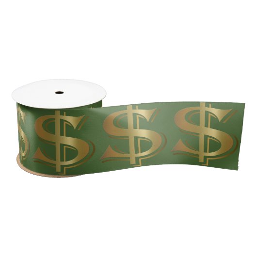 Riesiges goldenes Dollar-Zeichen Satinband (Spule)