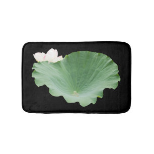 Riesiges Lotus-Blatt mit Blüte Badematte