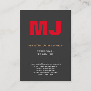 Riesiges Monogramm Grau Rot Sport Personal Trainer Visitenkarte