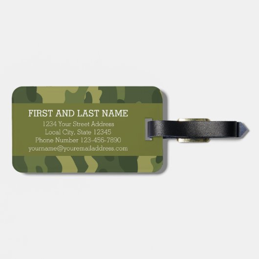 Riesiges Monogramm Letter Q Camouflage Muster Gepäckanhänger (Rückseite horizontal)