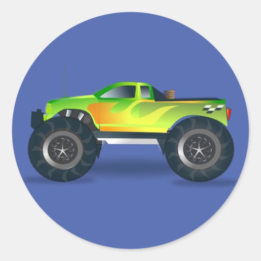 Riesiges Monster Truck Speedway-Lover Design Runder Aufkleber (Vorderseite)