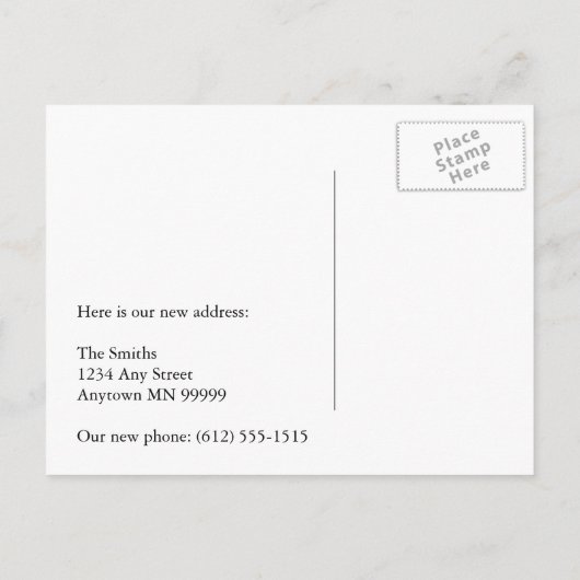 Riesiges Porch - Funny Change of Address Ankündigungspostkarte (Rückseite)