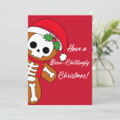 Riesiges Red Skeleton Gingerbread Feiertagskarte (Stehend Vorderseite)