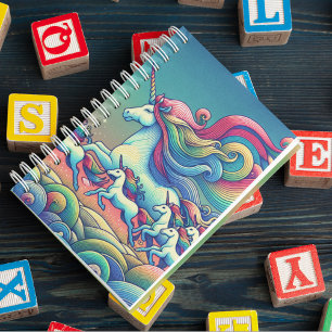 Riesiges Regenbogen-Einhorn-Fantasie-Notizbuch Notizblock