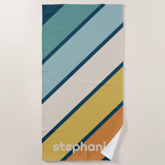 Riesiges Retro-Streifen-Muster - großer Name Strandtuch (Vorderseite)
