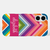 Riesiges rosa Orangefarbenes Lila Zickzack Muster Case-Mate iPhone Hülle (Rückseite (Horizontal))