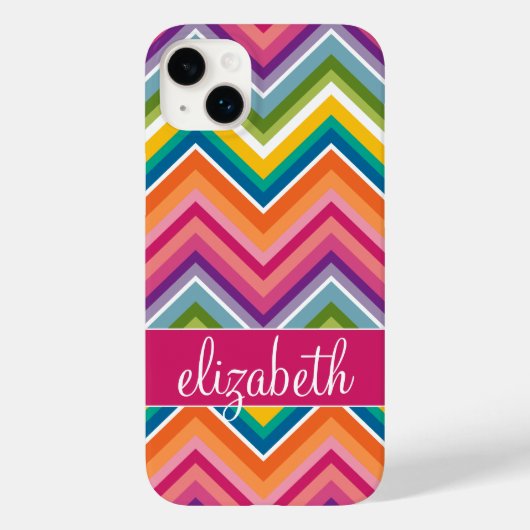 Riesiges Zickzack Muster mit Namen Case-Mate iPhone Hülle (Rückseite)