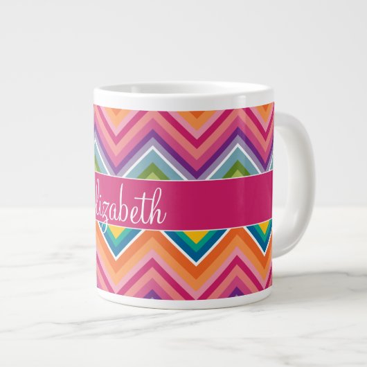 Riesiges Zickzack Muster mit Namen Jumbo-Tasse (Vorderseite Rechts)