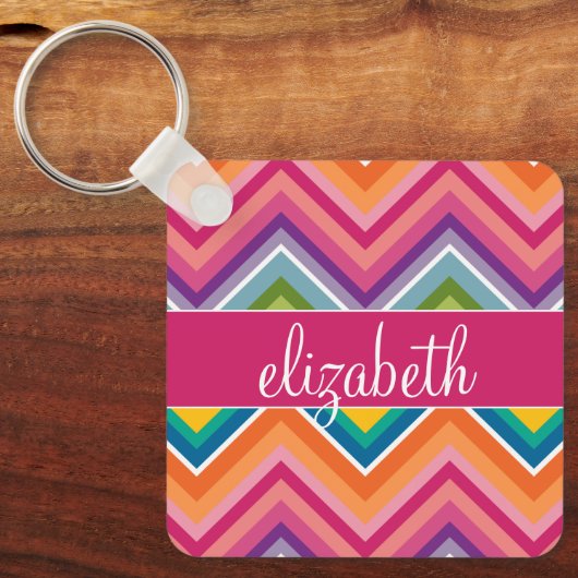 Riesiges Zickzack Muster mit Namen Schlüsselanhänger (Vorderseite)