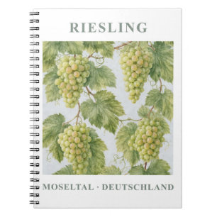 Riesling Moseltal Deutschland Vintage Reise Kunst Notizblock