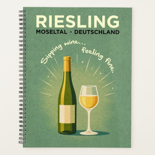 Riesling Moseltal Germany Vintage Travel Art Planer (Vorderseite)