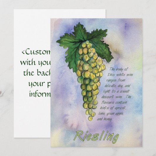Riesling Weintrauben Einladung (Vorne/Hinten)