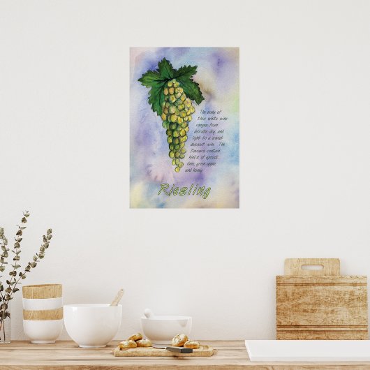 Riesling Weißer Wein Weintrauben Poster (Küche)