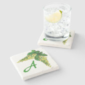 Riesling Weißwein Trauben Custom Monogram Steinuntersetzer (Seitenansicht)