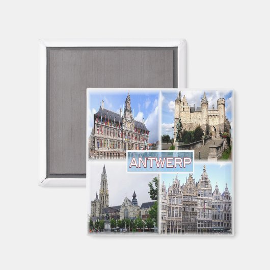 Rif. BE Antwerp, Stadhuis, Het Steen, Kühlschrank Magnet (Vorderseite/Rückseite)