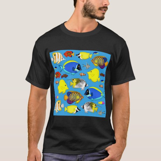 Riff-Fisch 4 (blauer Hintergrund) T-Shirt (Vorderseite)