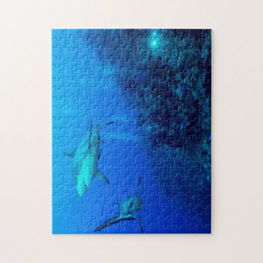 Riff-Haifisch und Taucher-Puzzle Puzzle (Vertikal)